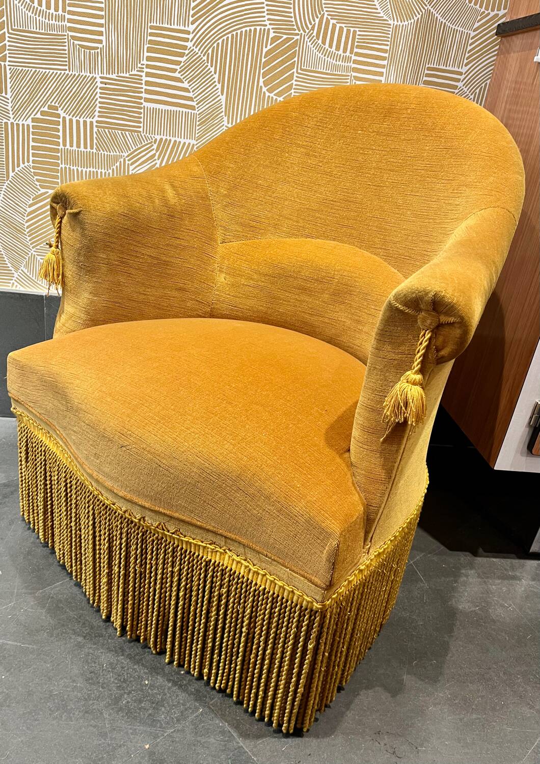 Vintage velvet Toad armchair