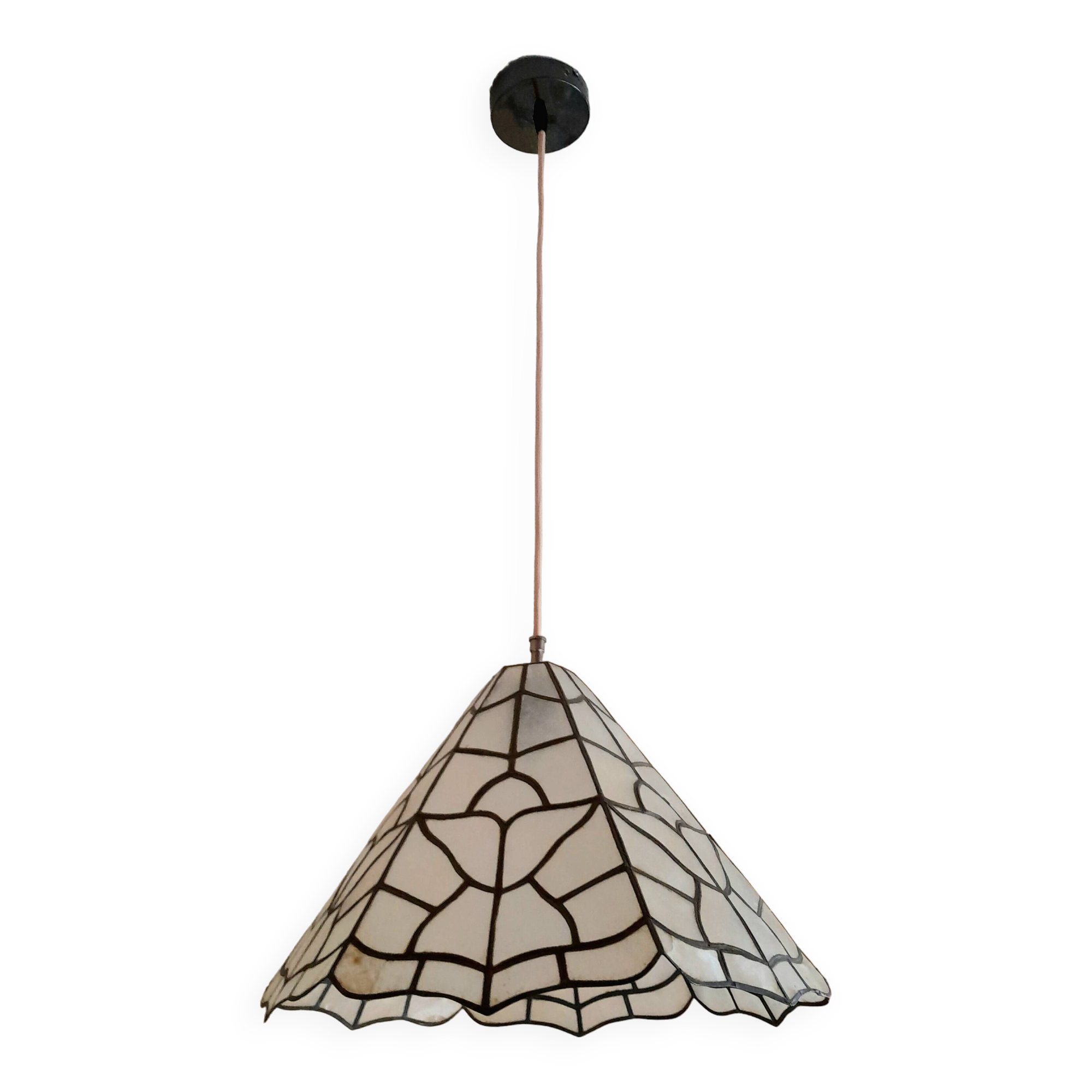 Art deco mother-of-pearl pendant light