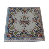 Dessous de plat faience rouen peint a la main decor floral