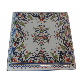 Dessous de plat faience rouen peint a la main decor floral