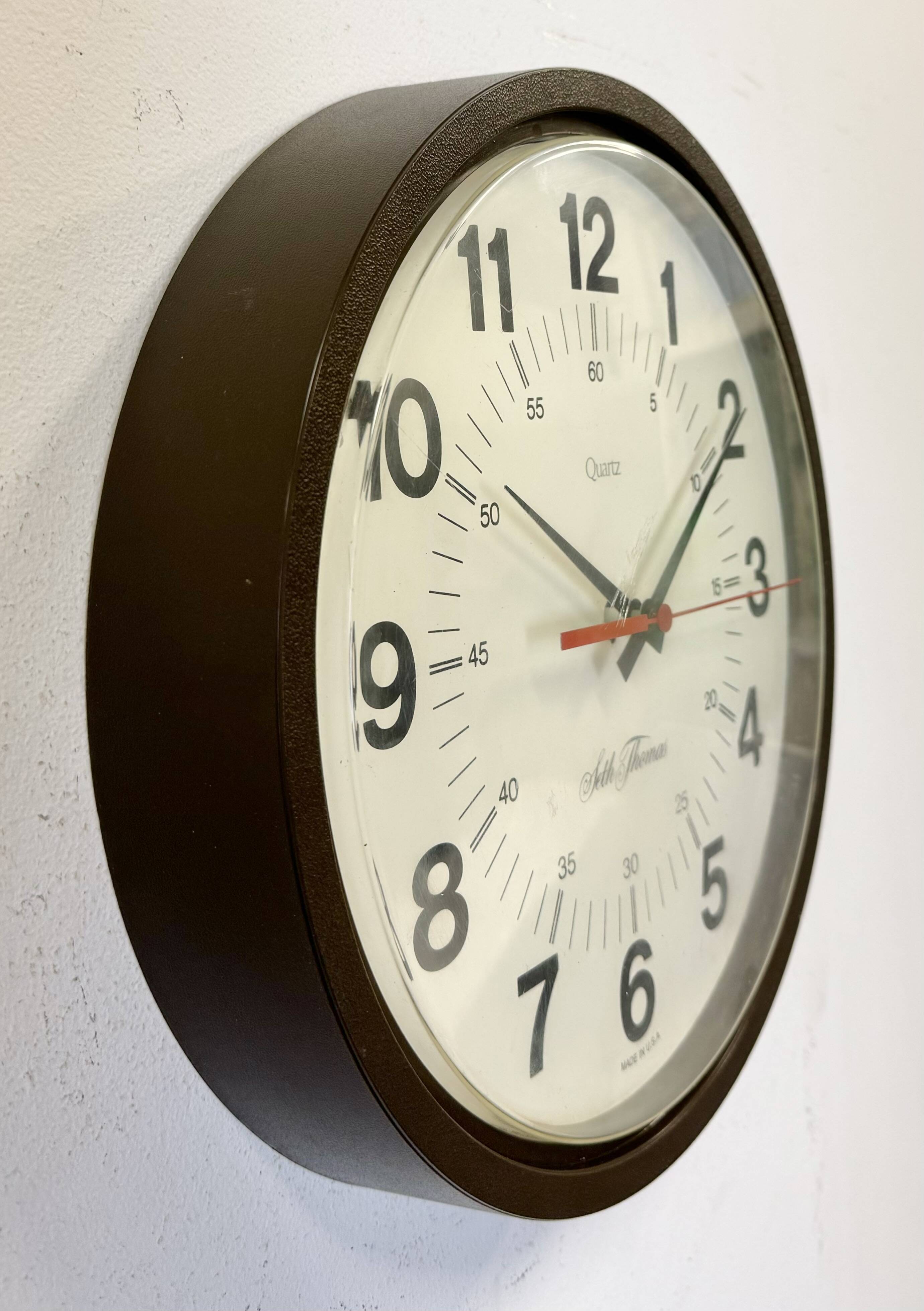 Vintage Brown Bakelite Wall Clock from Seth Thomas, 1980s