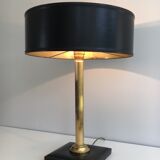 Leather and brass desk lamp