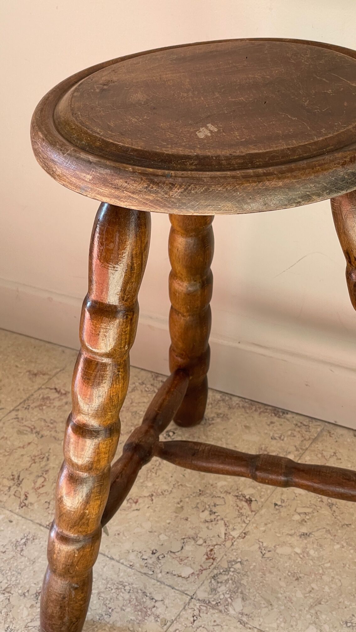 Wooden stool tripod vintage