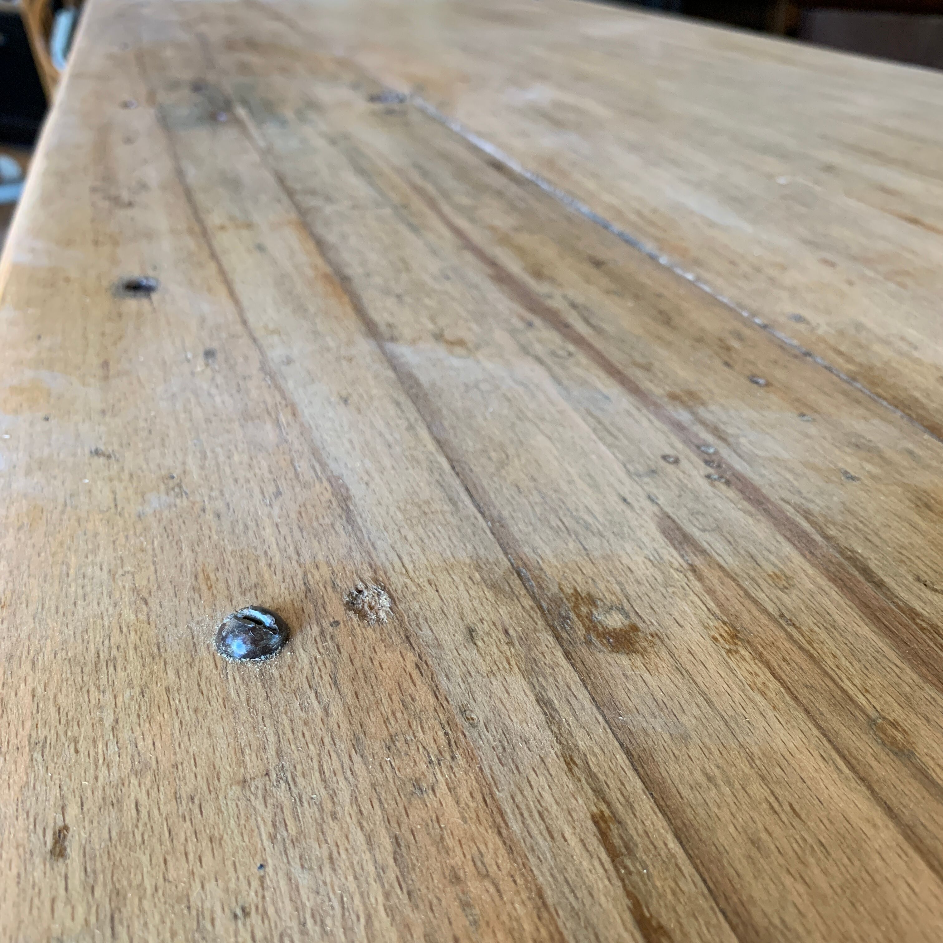 Old farm table with drawers