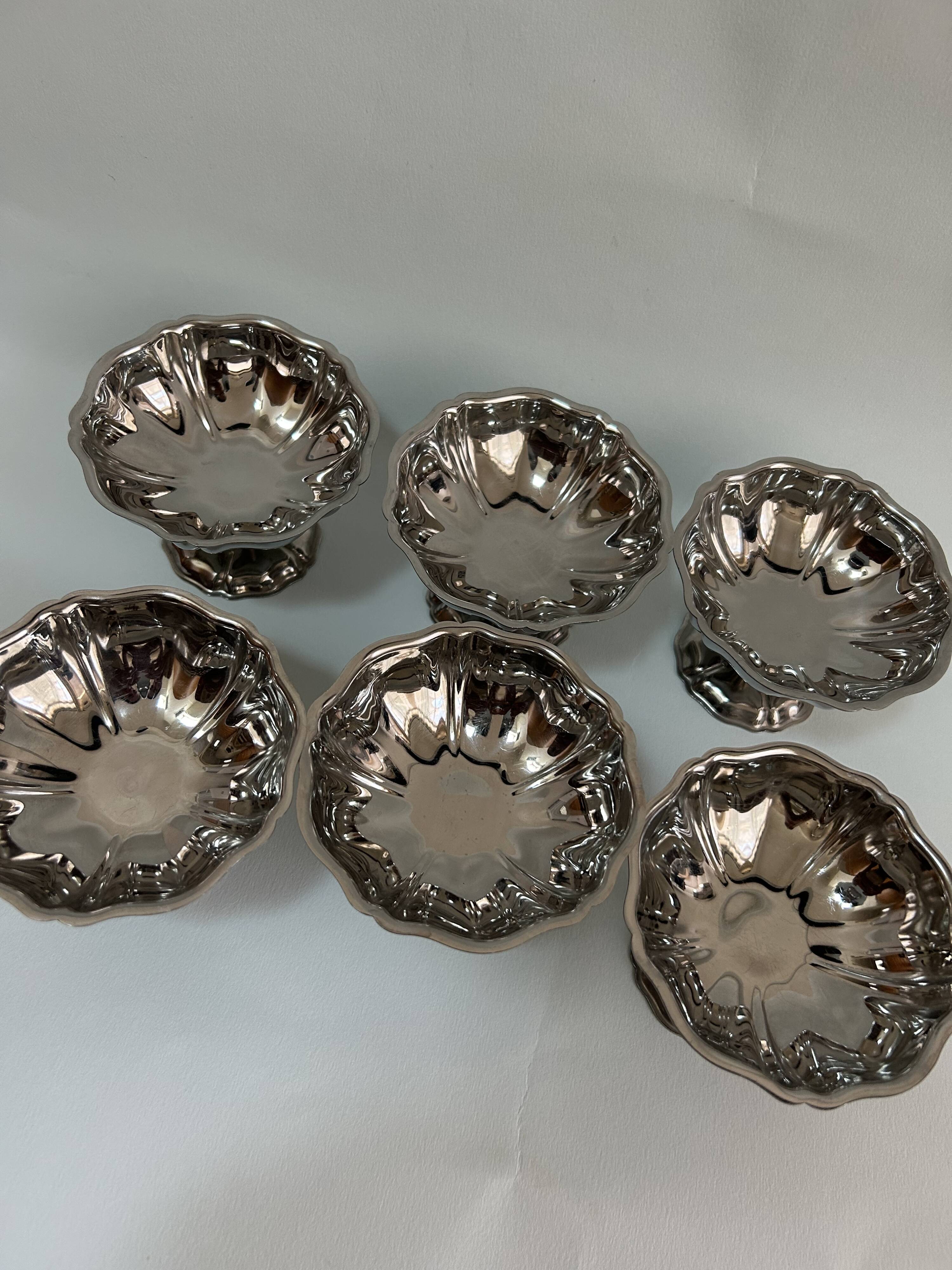 Stainless steel ice cream or dessert cups from the 70s