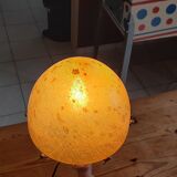 Art deco lamp golden metal and glass pate