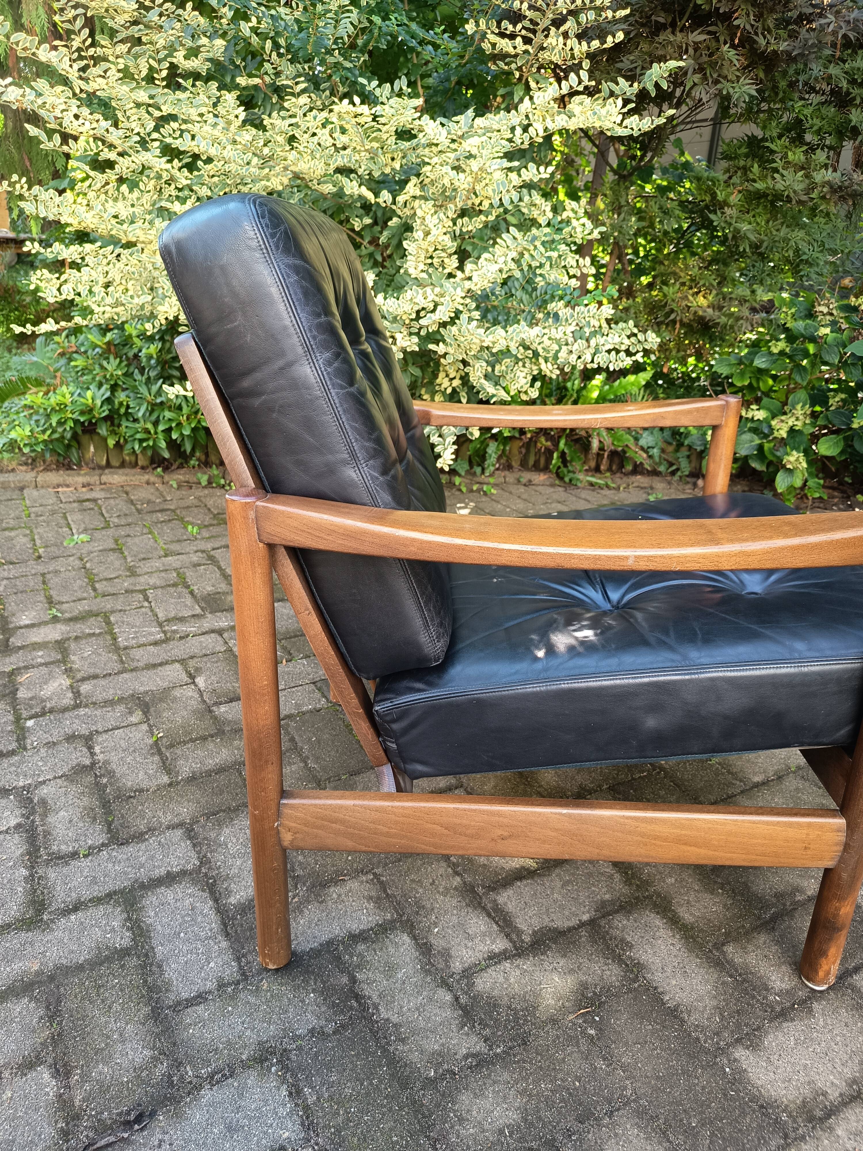 Paire de fauteuils scandinaves cuir, 1960
