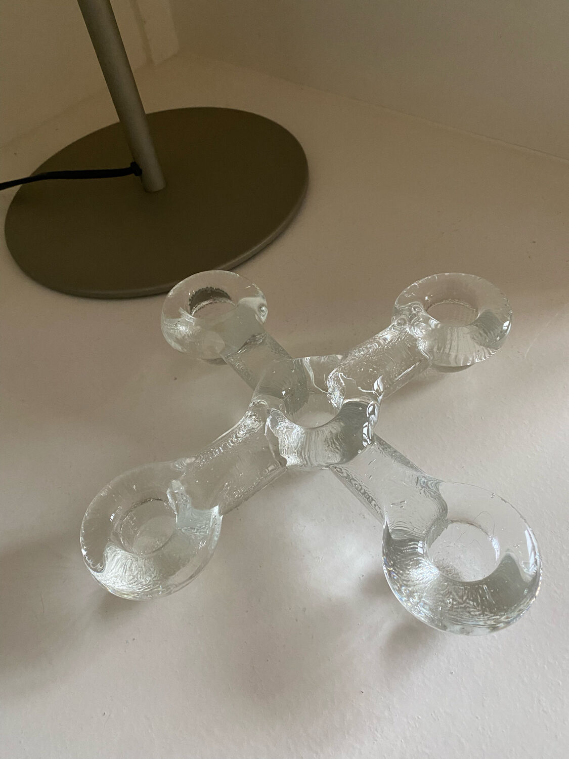 Glass candle holder Pukeberg Staffan Gellerstedt Sweden 1970s