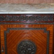 Louis Buffet in Walnut 19th Century with Drawers, Marble and Bronze Ornaments