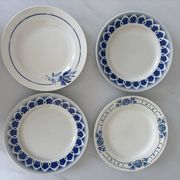 Lot of 4 antique earthenware plates from 1950, Saint Amand - plates bl