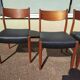Set of 4 Scandinavian teak chairs in black leather