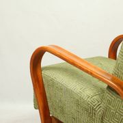Art Deco armchair in green geometric jacquard by Kropacek Kozelek 1950