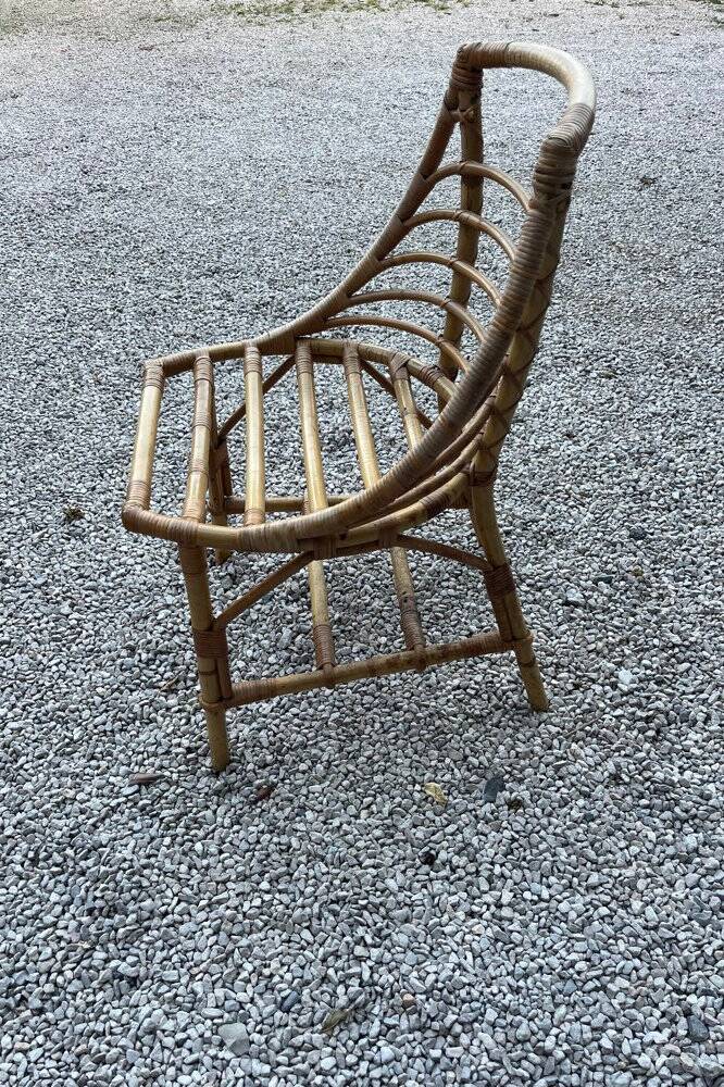 4 chaises boules en rotin vintage