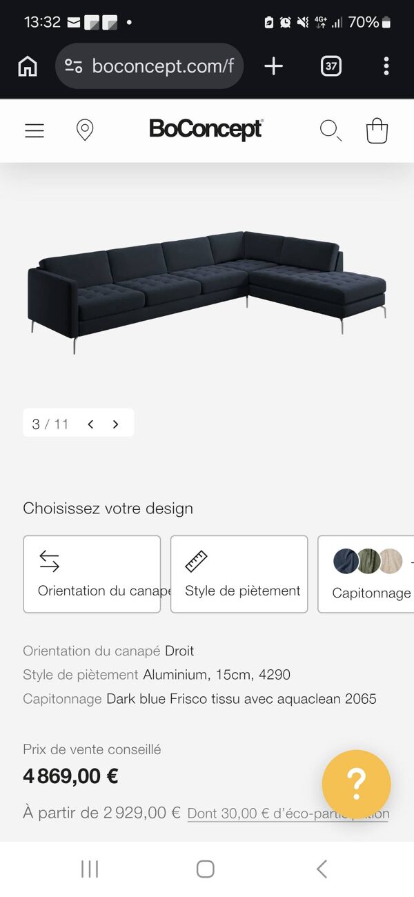 Canapé angle Boconcept