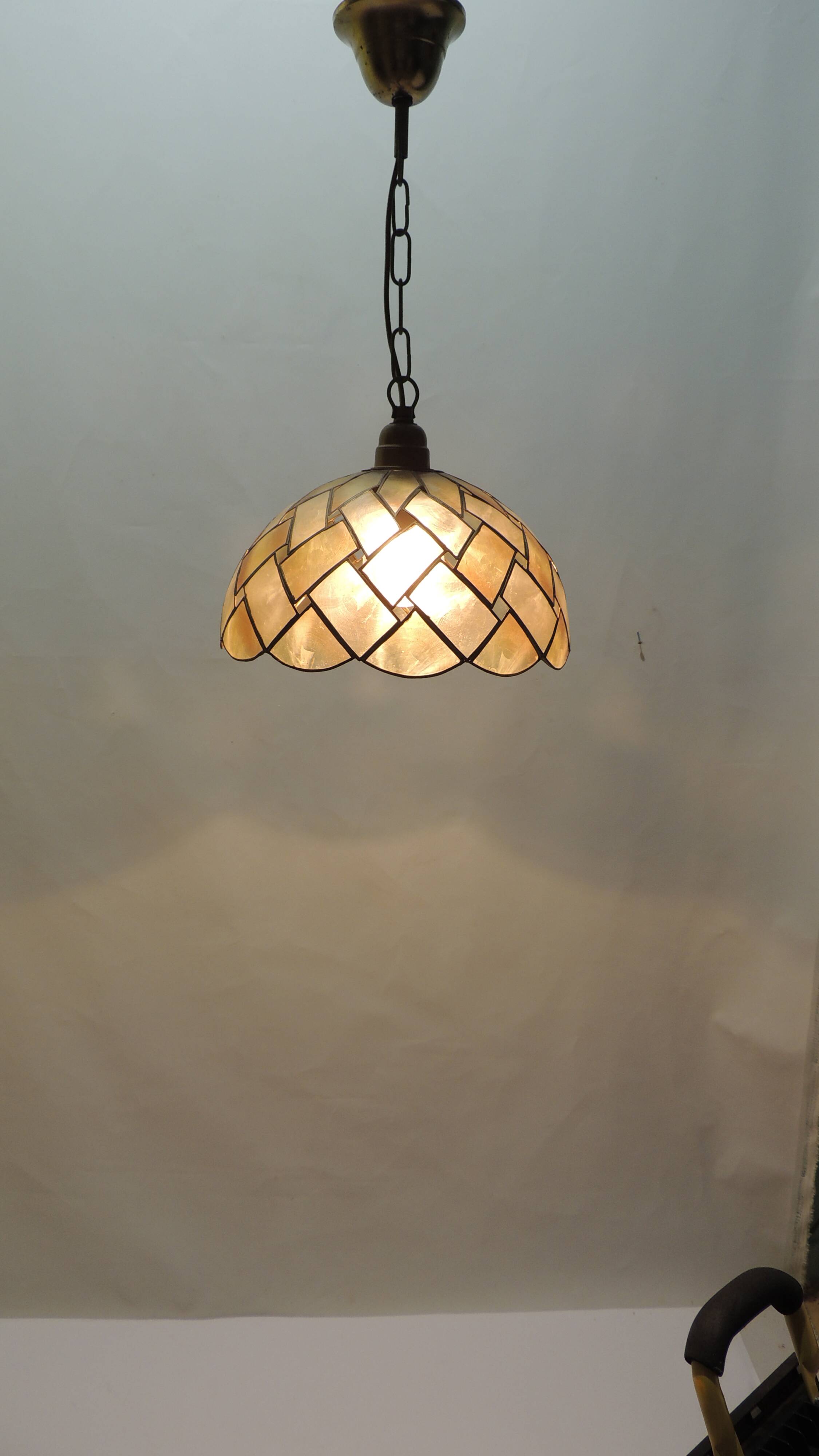 Vintage Capiz Shell Pendant Lamp – Woven Mother of Pearl Shade,