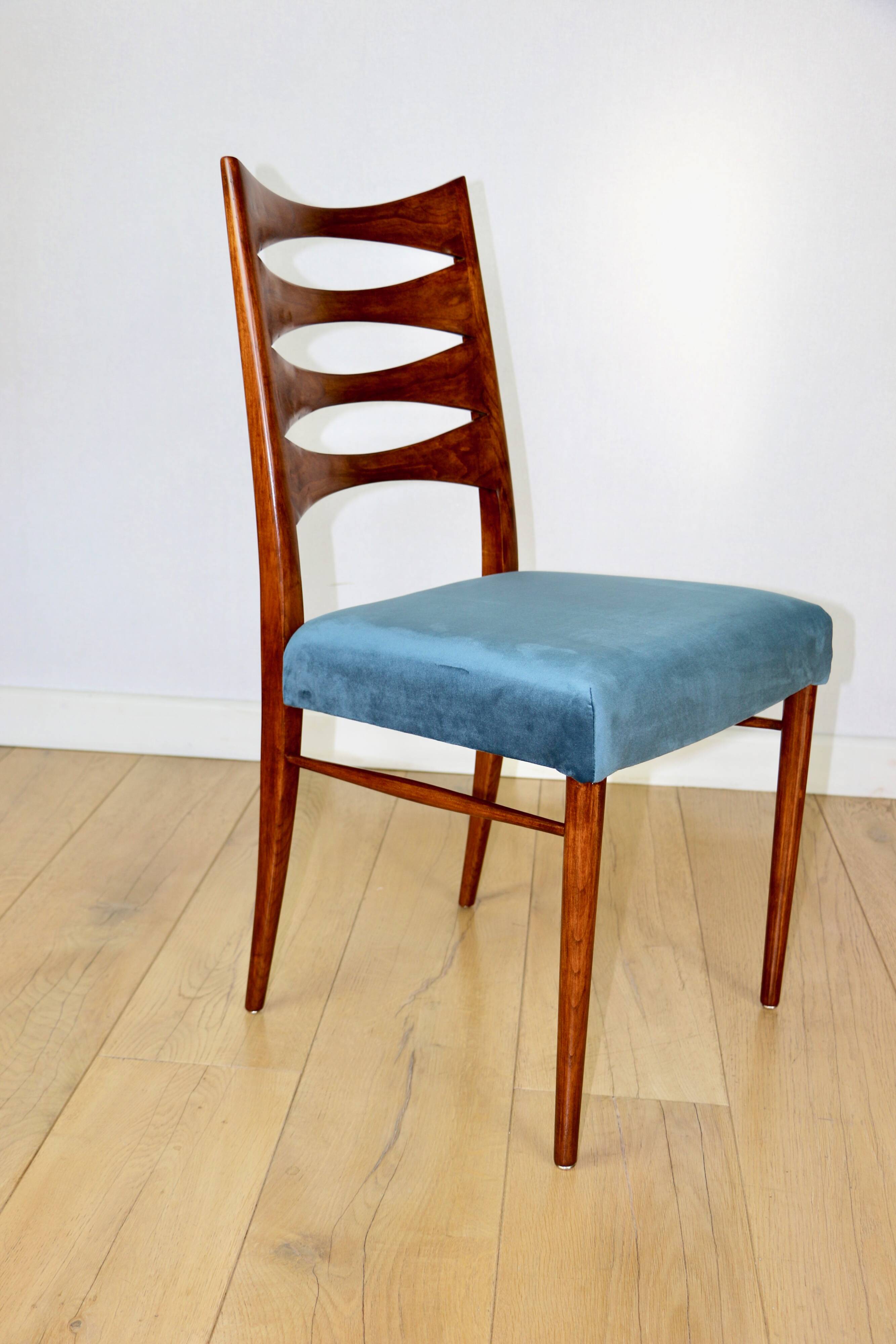 Danish vintage chairs blue turquoise vintage - set of 4 - great set