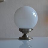 Art Deco table lamp with white opaline glass globe