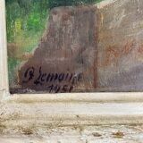 Old painting, landscape signed Lemoine, dated 1951