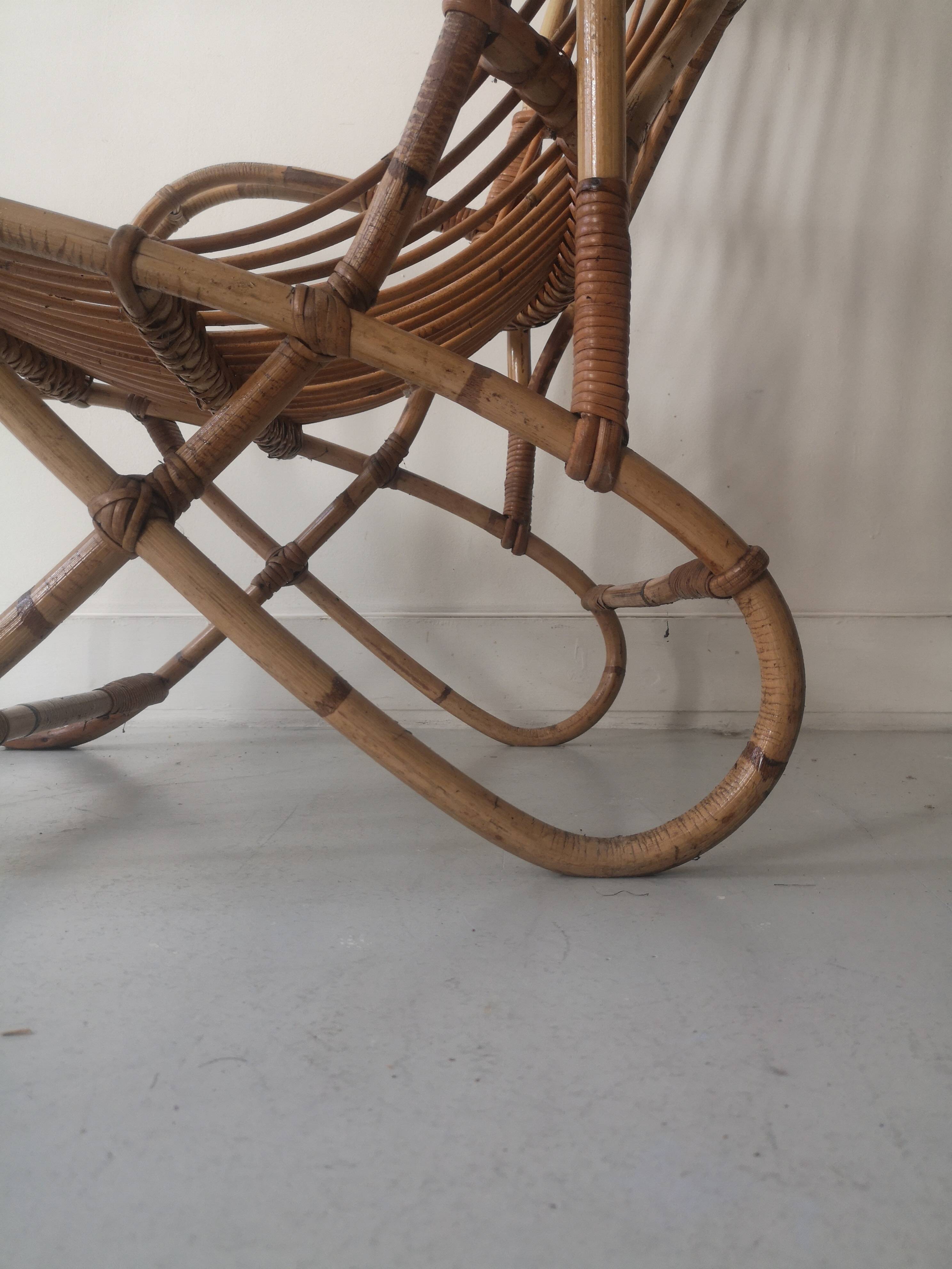 Vintage Dutch rattan armchair with armrest, 1960s