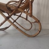 Vintage Dutch rattan armchair with armrest, 1960s