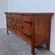 Brutalist solid oak sideboard with hand-forged iron hardware, Belgium, 1970s
