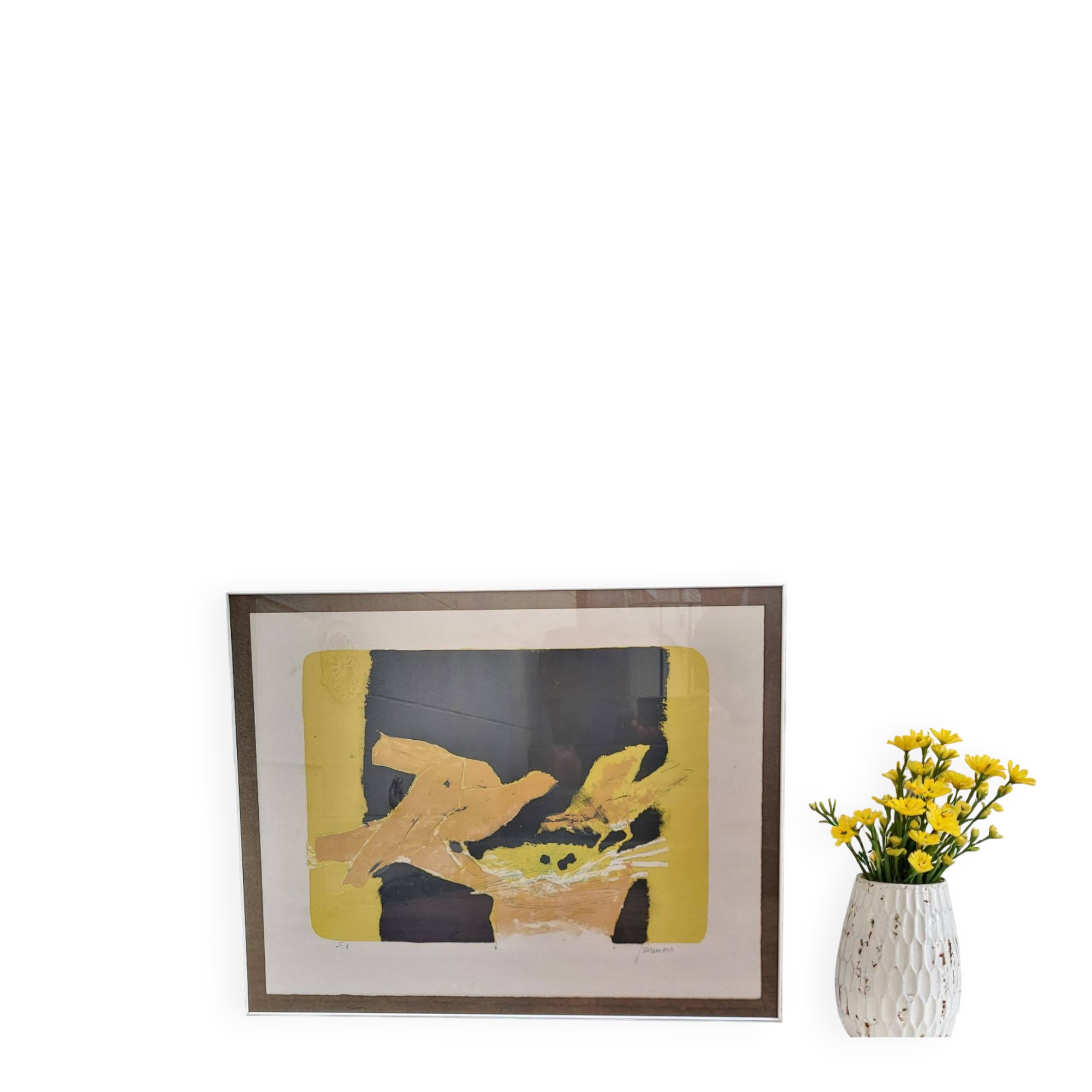 Lithographie Paul Guiramand (1926 - 2007) Oiseaux autours du nid.