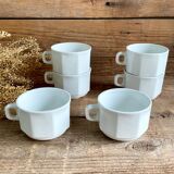 6 large octagonal cups sarreguemines france