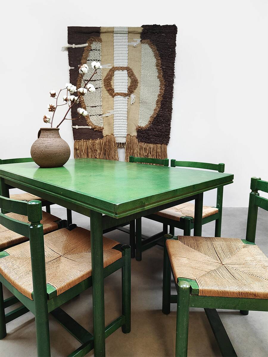 Vintage wooden dining set table & chairs Asko