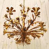 Chandelier 5 lights, gold leaf