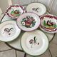 Set of 6 flat plates mismatched Digoin Sarreguemines models Rooster and Casino 30s