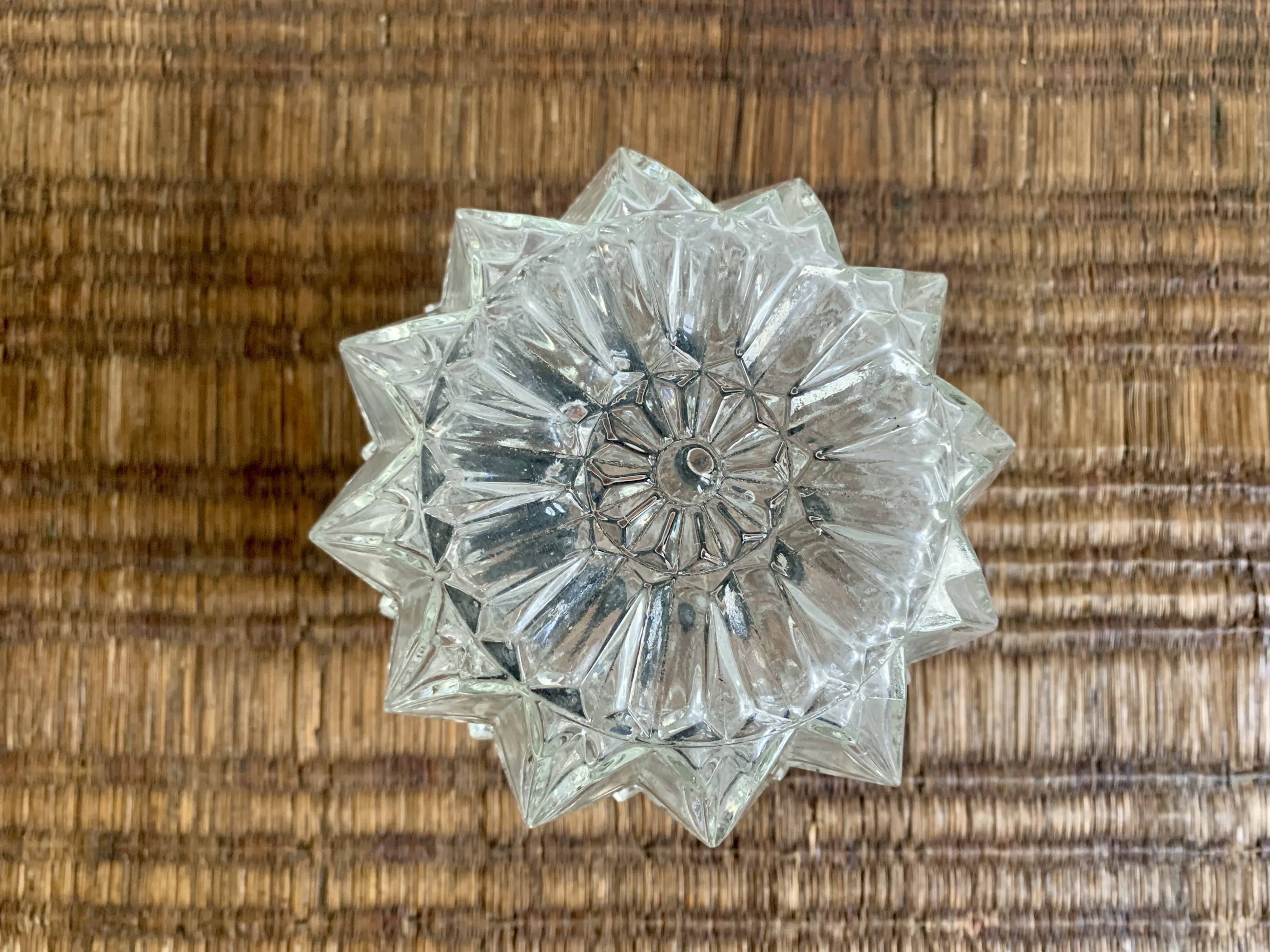 Diamond-point molded glass ceiling light, 1960