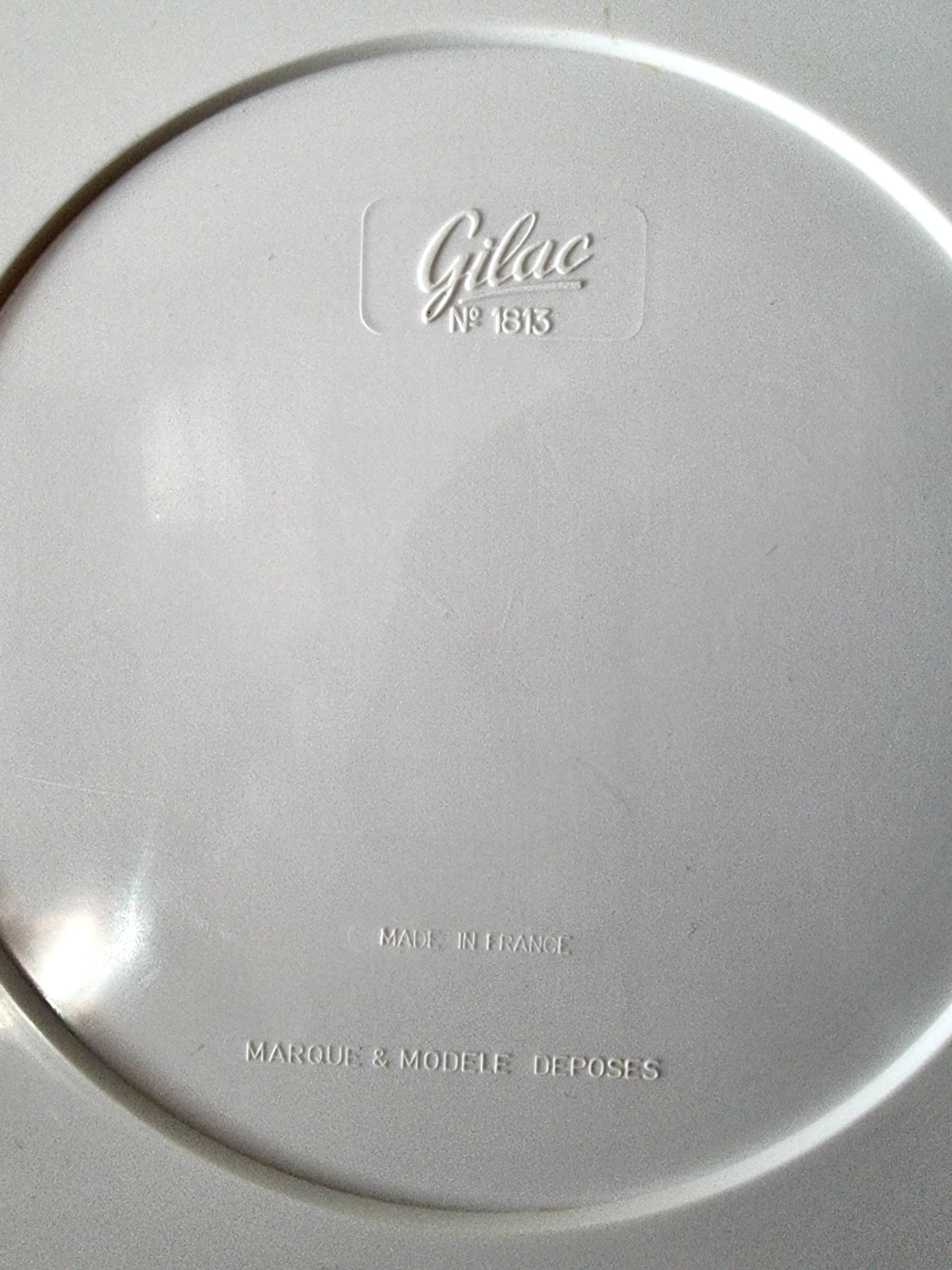 Round mirror Gilac white plastic 70s, 40 cm