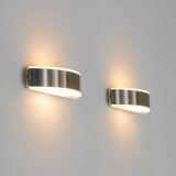 Stainless steel and glass wall lamp by Glashütte Limburg, 1970s Germany.