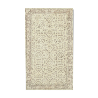 Handmade rustic oriental beige carpet 158 cm x 273 cm