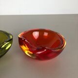 Murano Sommerso glass shell bowls Cenedese Vetri, 1960s