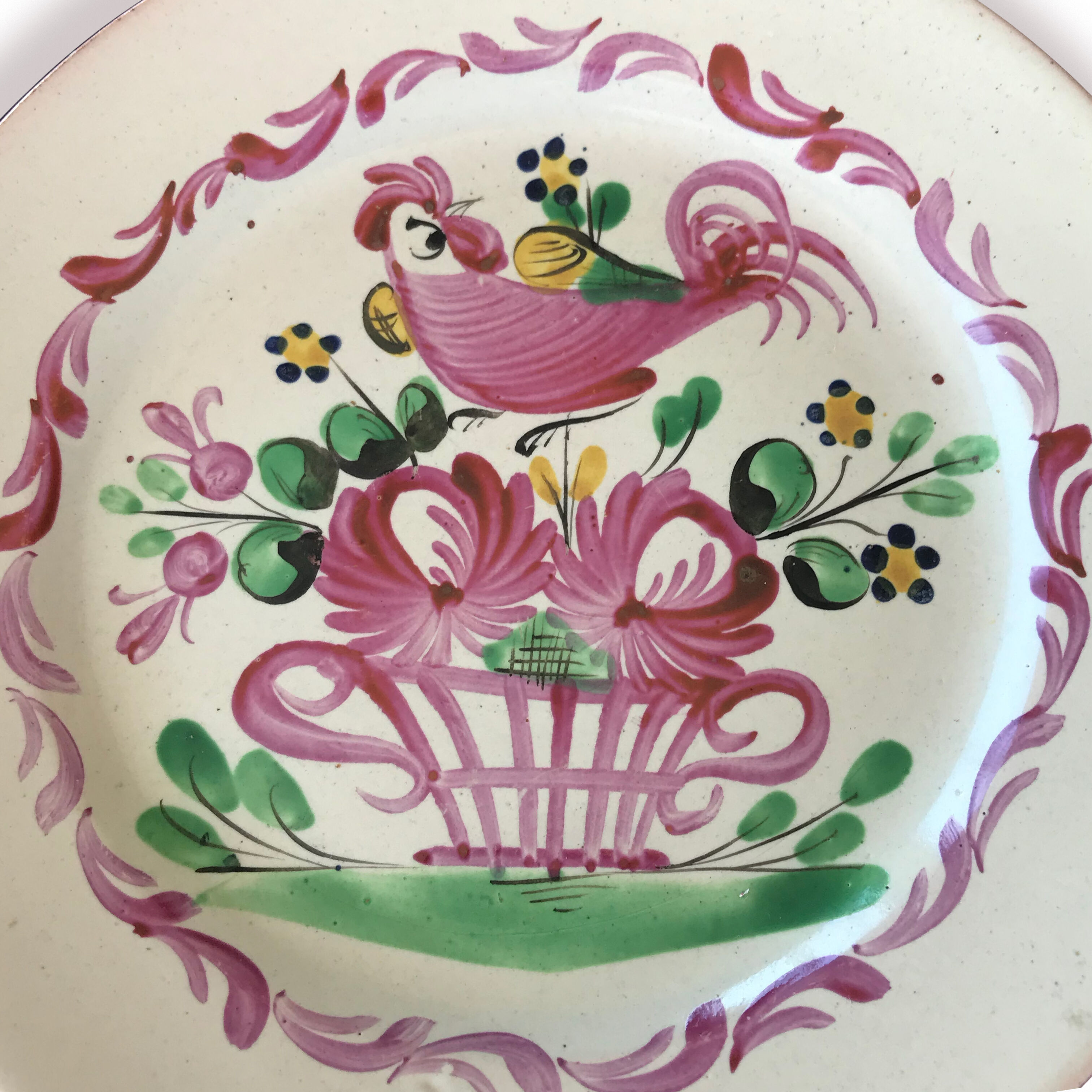 French Cockrel plate in Lunéville earthenware