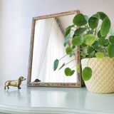Vintage floral wooden mirror 80s 34x49cm