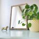 Miroir fleuri vintage en bois 80s   34x49cm