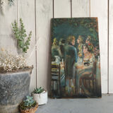 Ancient painting, wood-painted theatre decoration