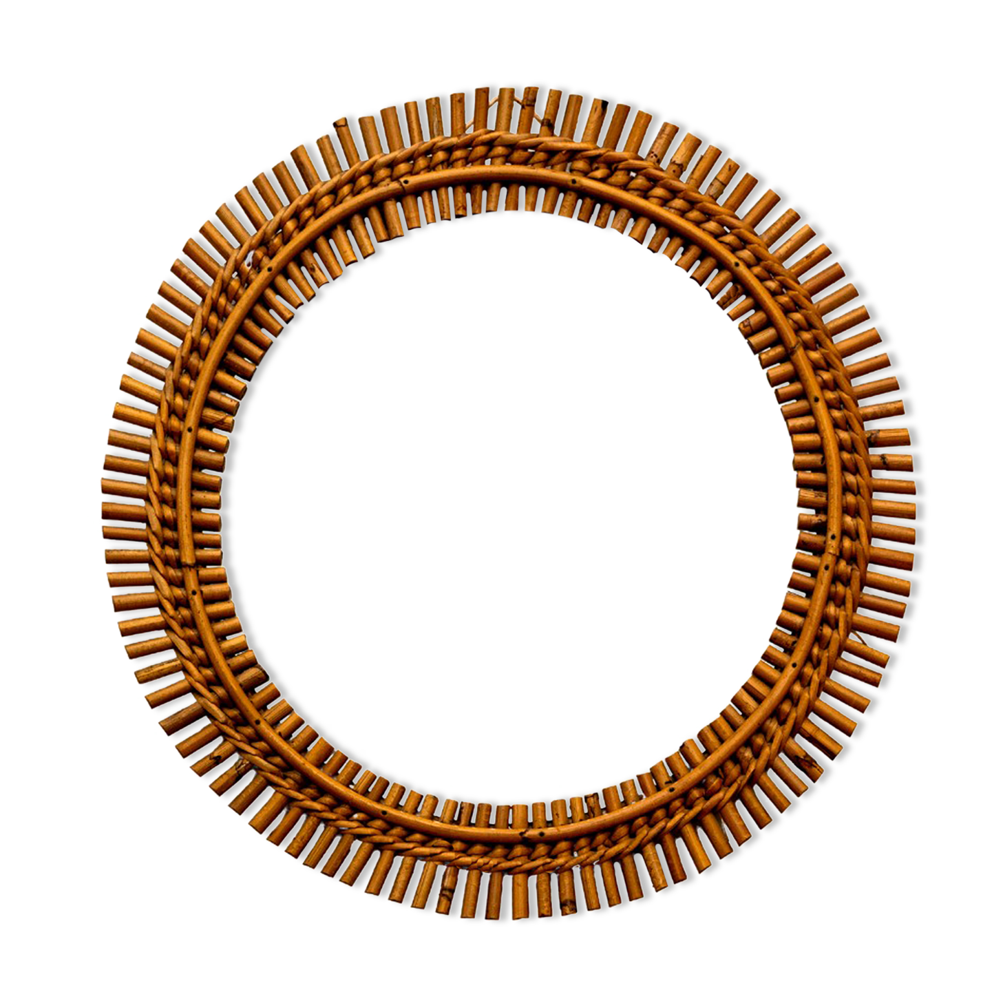 Vintage bamboo mirror 54cm