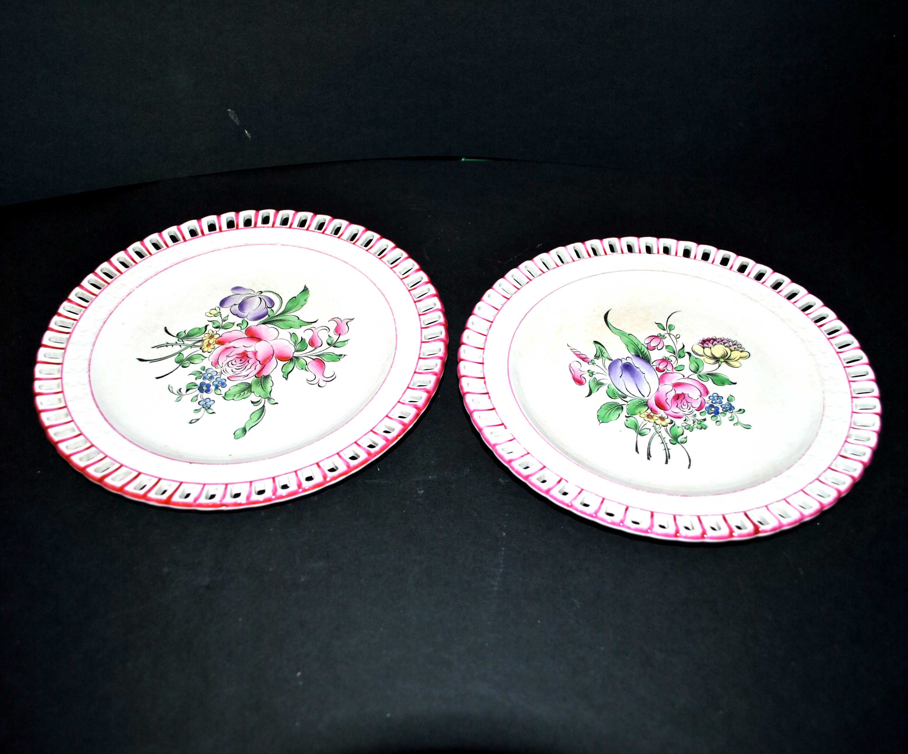 Dessert plates in openwork earthenware KG Lunéville model Lamppost