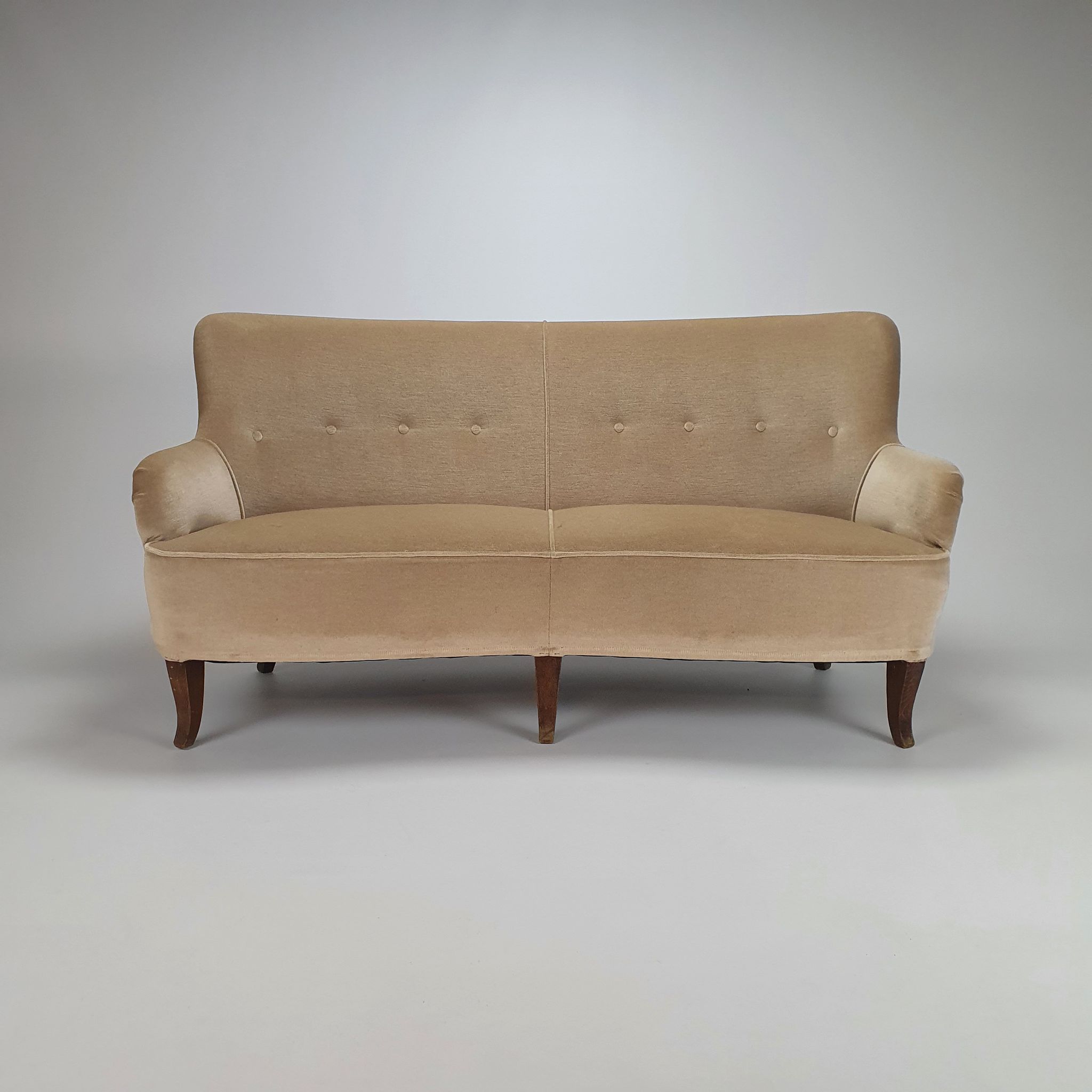Ensemble de 2 fauteuils et canapé design du milieu du siècle, velours, années 1950