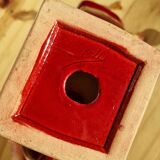 Double ceramic candle holder burgundy gilded