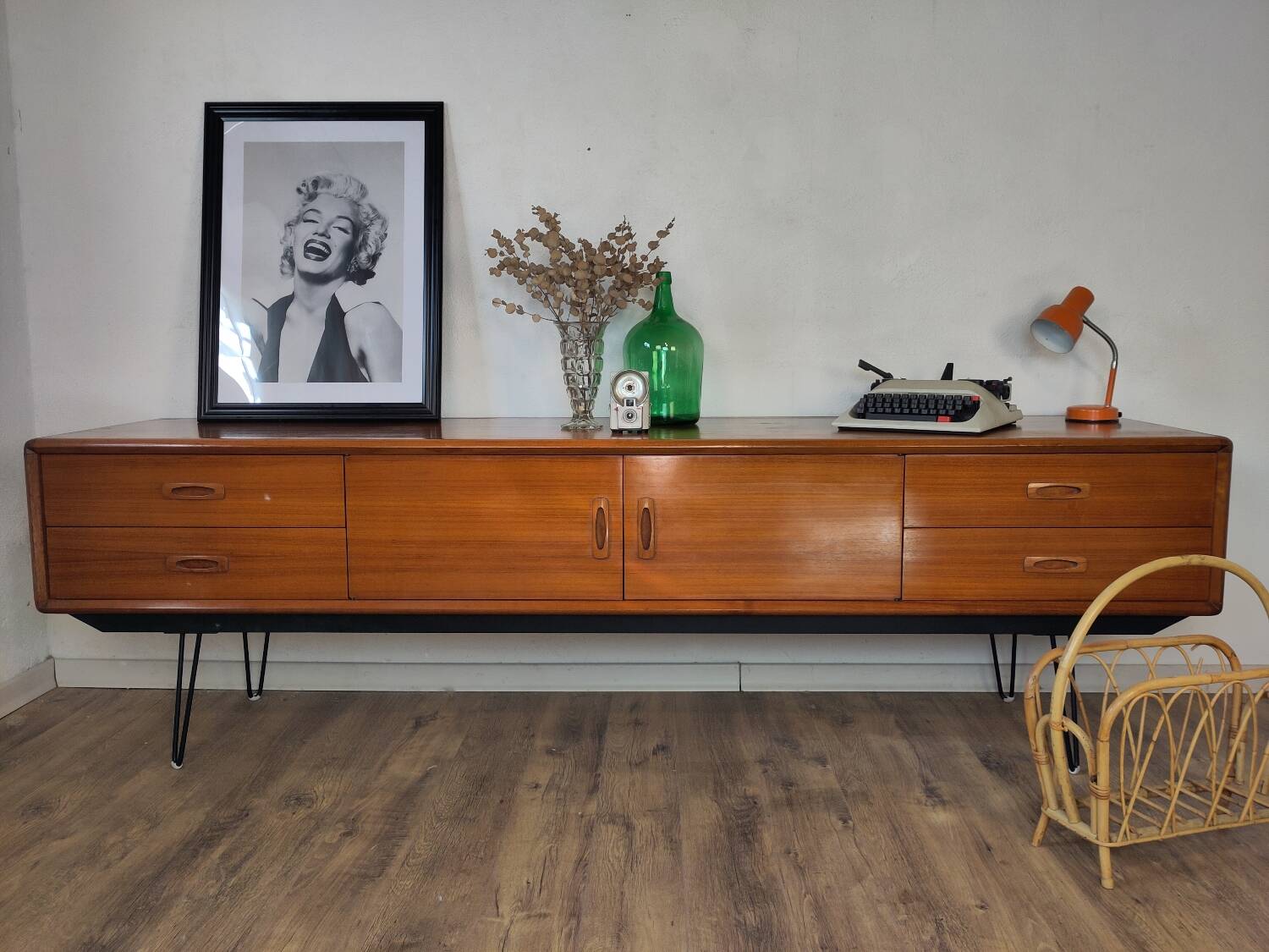 Scandinavian teak and metal sideboard