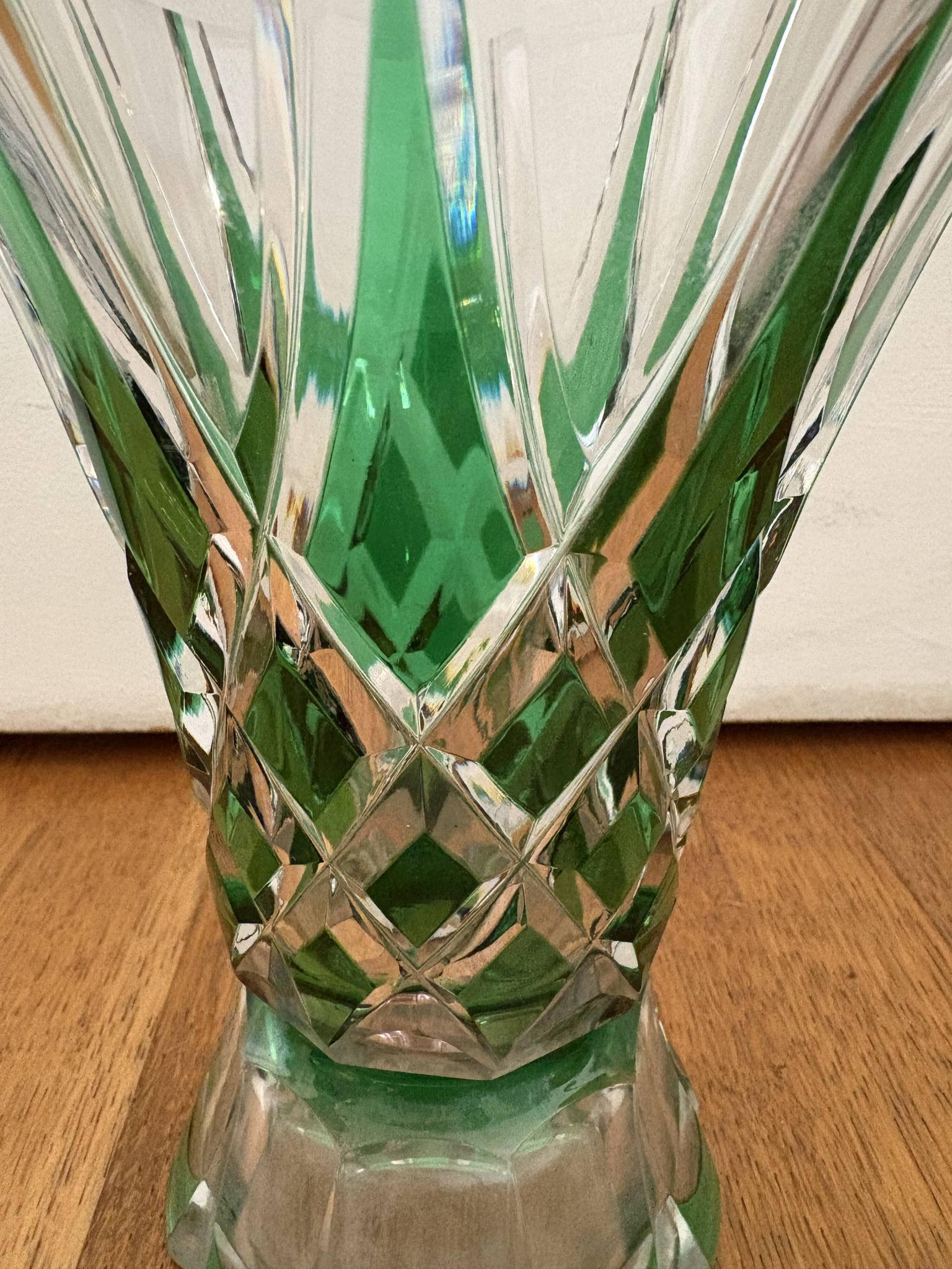 Flared crystal vase in green Saint-Louis France