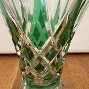 Flared crystal vase in green Saint-Louis France
