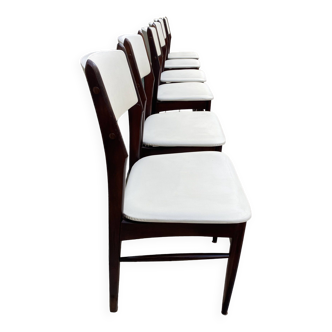 Set of 6 Scandinavian design chairs in white imitation leather