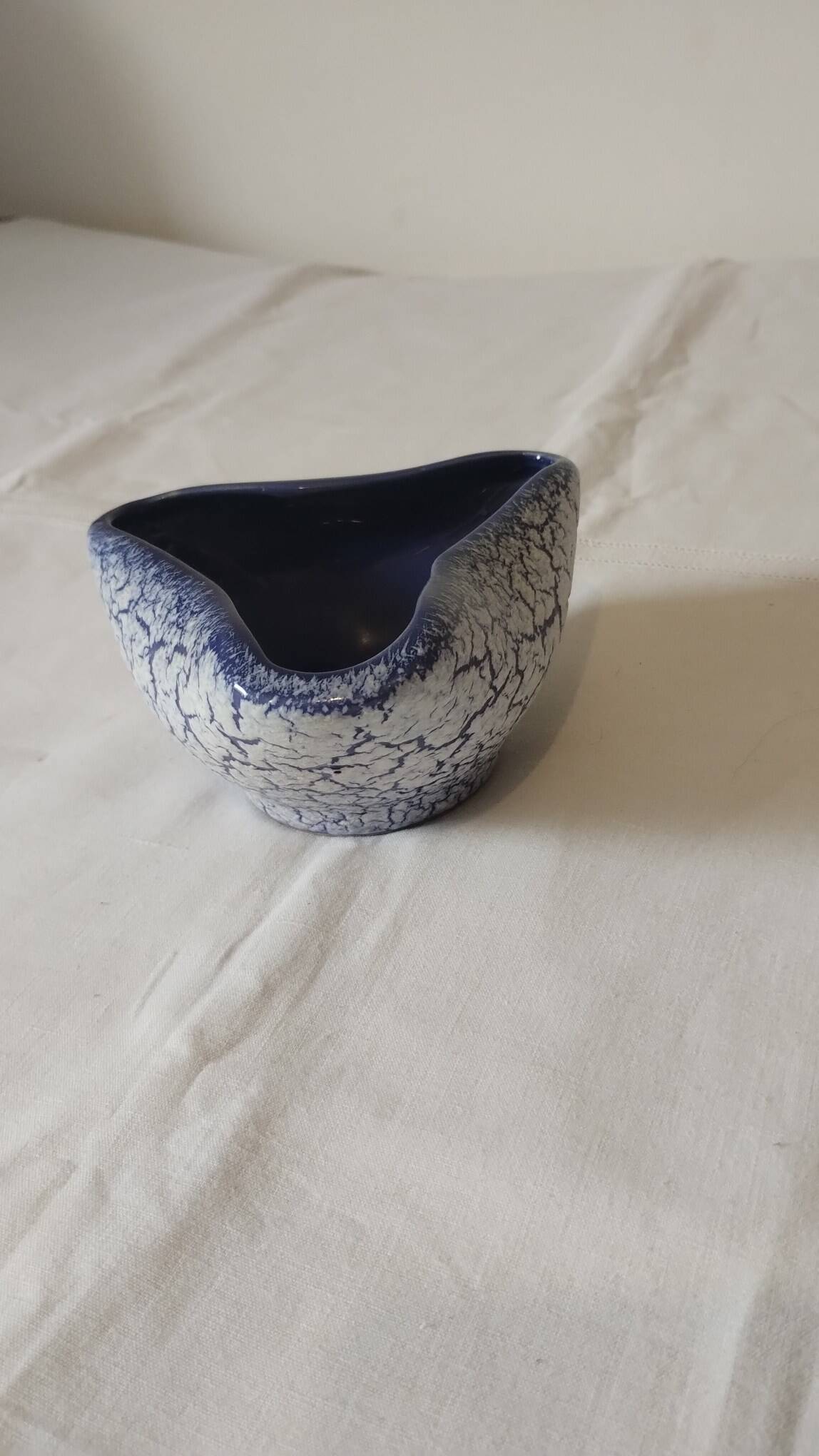 Blue crackled ceramic trinket tray