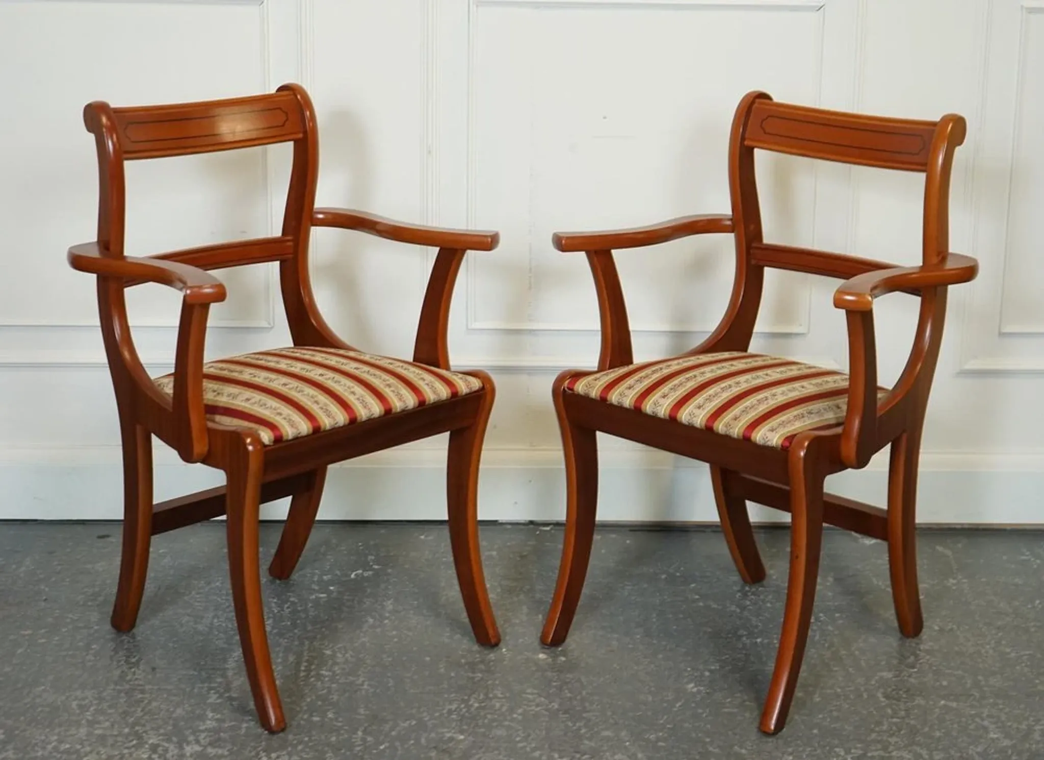 Vintage Yew Wood Dining Chairs, Set of 8