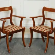Vintage Yew Wood Dining Chairs, Set of 8